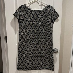 Zara Black and Gold Patterned Dress